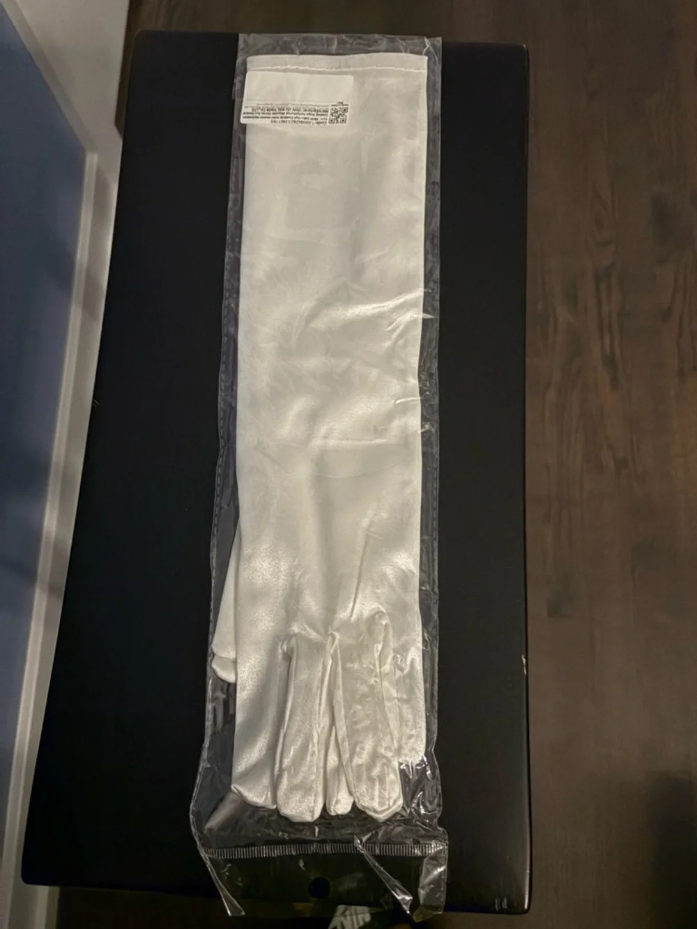 WHITE SATIN GLOVES | mid-length below elbow | Women’s Size Medium